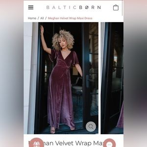 Size L Meghan Velvet Wrap Maxi Dress in Dusty Plum